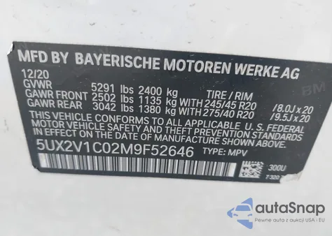 2021 BMW X4 xDrive30I from USA, damaged, VIN 5UX2V1C02M9F52646